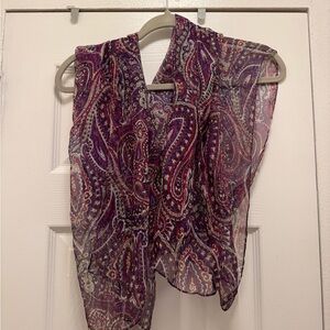 Paisley Sheer Scarf in Purple and Red